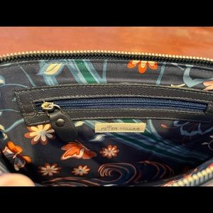 Peter Millar navy leather clutch